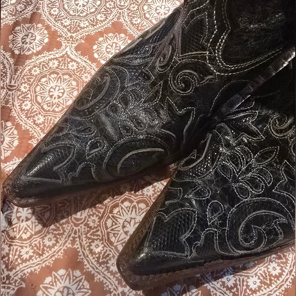 Corral Vintage **PRICE DROP! **C2108 Black Lizard Inlay Snip Toe Boot Size 9.5 - Picture 7 of 9